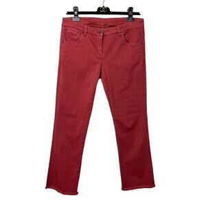 brunello cucinelli brick terracotta red cropped kick flare jeans pants